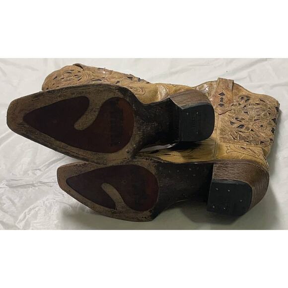 Corral Vintage Boot Women’s 6M Style A1970 Saddle Brushed Laser Brown Tan - Picture 5 of 16